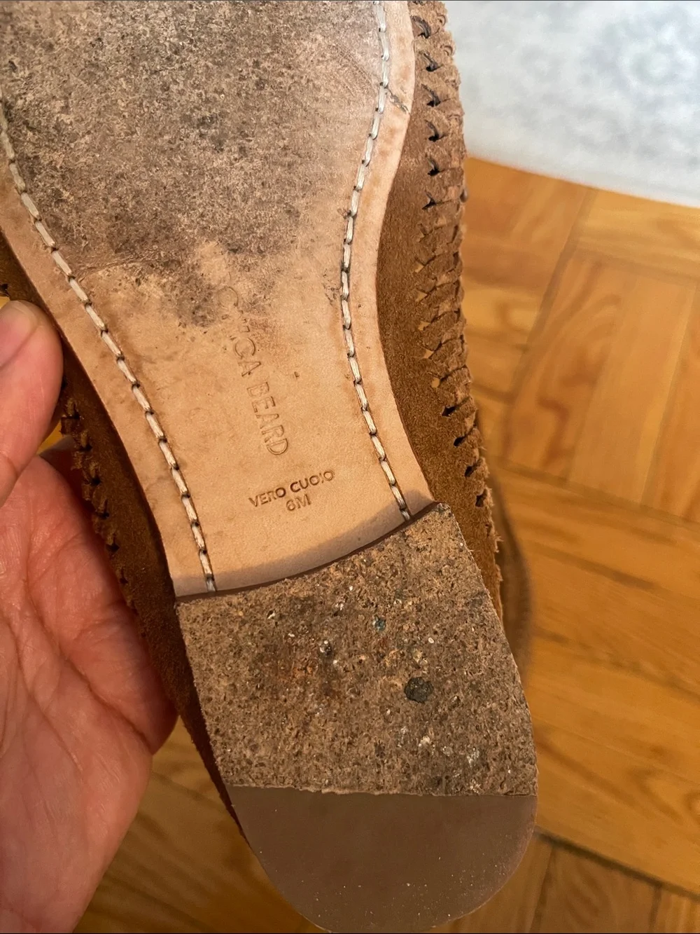 Veronica Beard Soft Suede Woven Penny Loafer in Hazel